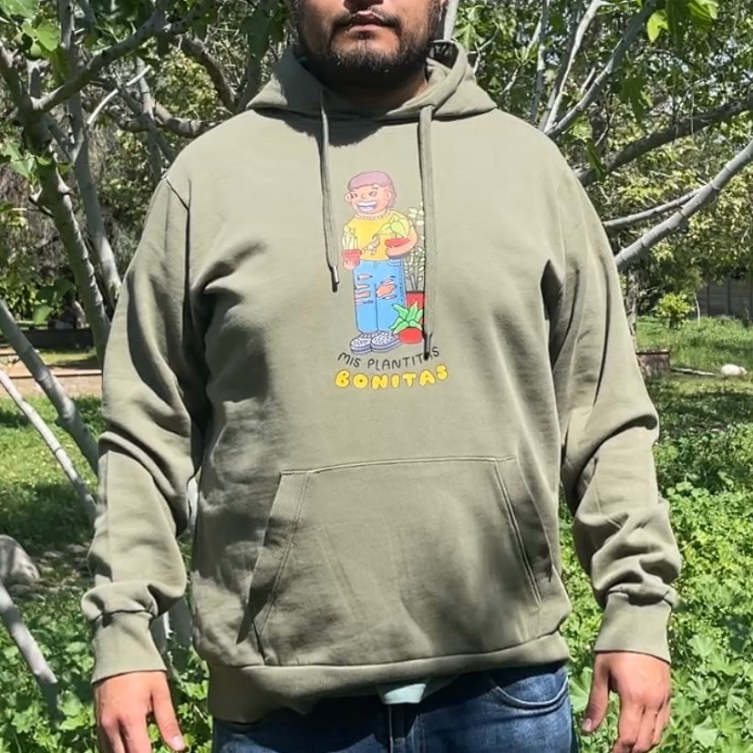 Olive Drab Green Mis Plantitas Bonitas Fleece Hoodie
